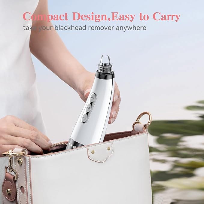Blackhead Remover Pore Vacuum, Blackhead Vacuum, Facial Pore Cleaner with 5 Adjustable Suction Levels, 5 Probes, USB Rechargeable Pore Cleaner, Electric Comedone Whitehead Extractor Tools Kit