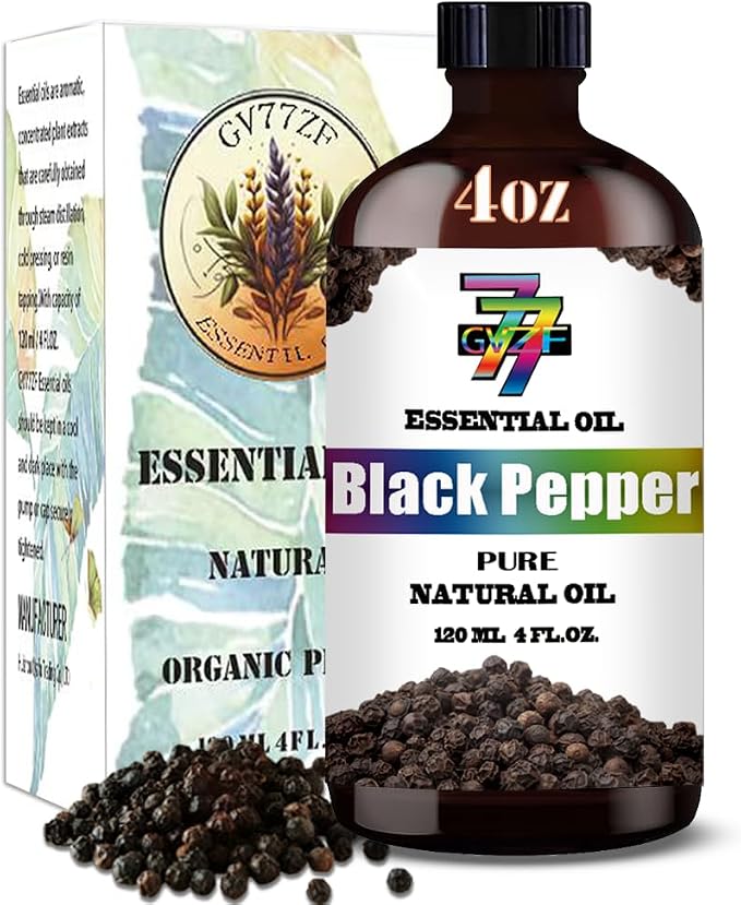 Black Pepper Essential Oil, Black Pepper Oils, for Diffuser, Massage, DIY Candles, Soap, Humidifier, Yoga, Gift, Essential Oil, GV77ZF Black Pepper Fragrance Oil - 4 fl oz (120 ml)
