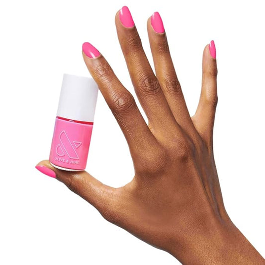 Olive & June Long Lasting Nail Polish | Spring Pastel Nails | Plump Gel-Like Finish No Lamp Needed | Lasts up to 10 days | 15-Free Vegan & Cruelty-Free Chip-Resistant | Grateful & Kind Pure Pink