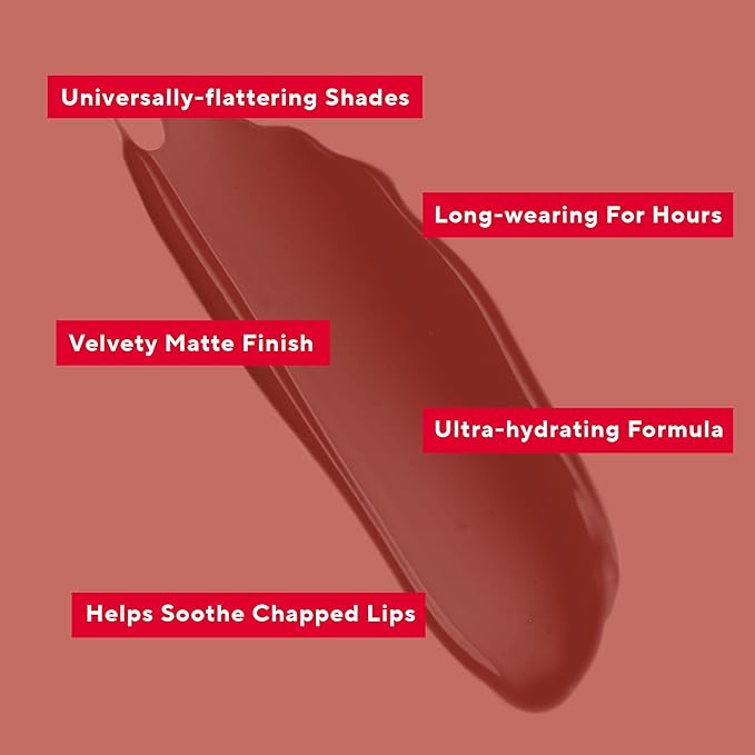 Mirabella Luxe Advanced Formula Matte Lip Gloss, Richly Pigmented Long-Wear and Full-Coverage Liquid Lipstick, Matte Lipstick for Women Stays Put and Won't Dry or Crack Lips, Classic