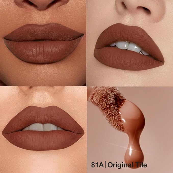 Velvet Matte Lip Stain – Long Lasting Waterproof Liquid Lipstick, Transfer-Proof Lightweight Lip Gloss, Non-Sticky Soft Matte Lip Tint with High Pigment, Smudge-Proof Lip Stain for All-Day Wear #82A