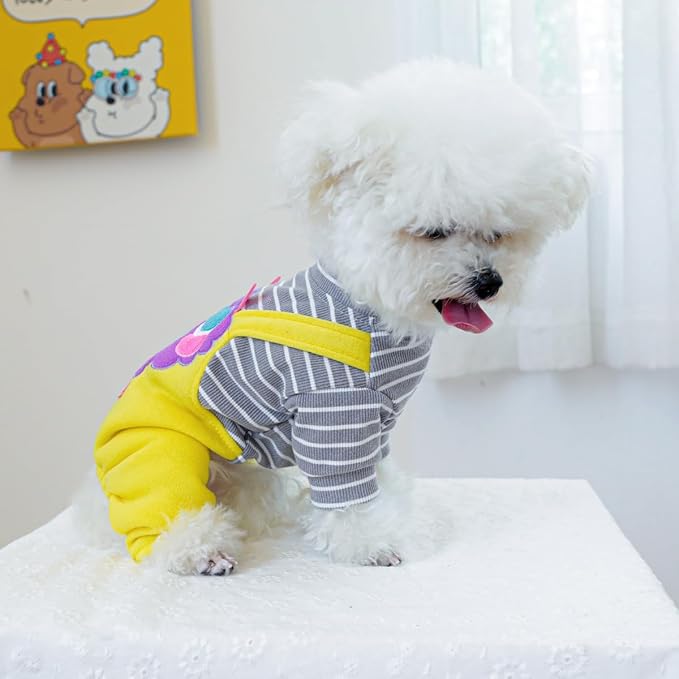 Dog Stylish Overalls Comfortable Puppy One Piece Outfits Summer Bib Overalls for Small Dogs Cute Pet Jumpsuit Onesie Chihuahua Yorkies Birthday Holiday Clothes Costume