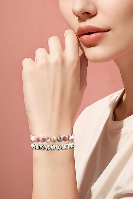 NCB 2.3-Piece 4mm Natural Crystal Gemstone Stretch Bracelets – Handmade Reiki Energy Healing Jewelry for Meditation,Yoga, Unisex