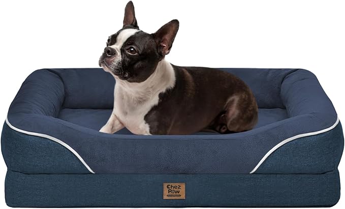 Orthopedic Waterproof Dog Bed for Medium and Large Dogs | Egg Crate Foam, 4-Sided Bolster Support, Waterproof Liner, Non-Slip Bottom, Removable Bolster Cover, 36 x 27 Inch