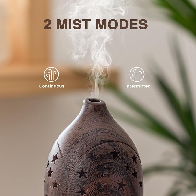 Aromatherapy Diffusers,7.1''x3.5''Diffuser with 3 Essential Oil Set | 200ml Office Desk Humidifier with 7 LED Colors Night Lights,Automatic Shut-off for Small Space Home Decor Gift(Star)