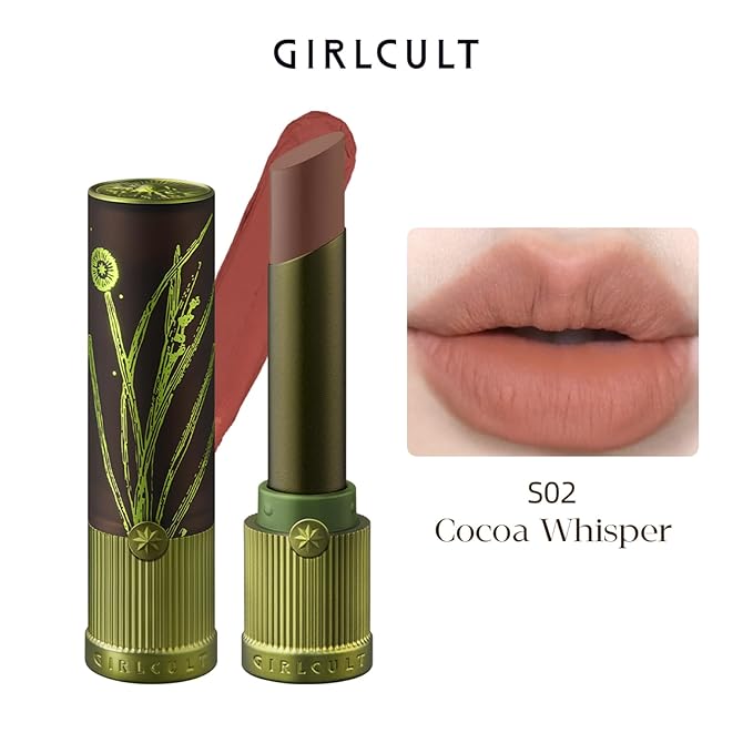 GIRLCULT Matte Lipstick – Long Lasting Velvet Finish, Smudge Proof & Lightweight Lipstick for Women, Transfer Proof One-Swipe Color, Gift for Her (S02)