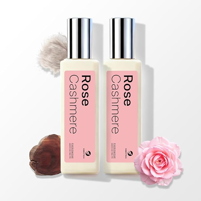purefittech Pheromones Perfume Oil for Women, Rose Cashmere Fragrance Roll-on Long Lasting Pheromone Perfume Oil, 0.68 fl oz (2 * 10ml) Travel Size Pure Essential Oil Parfum Made in USA