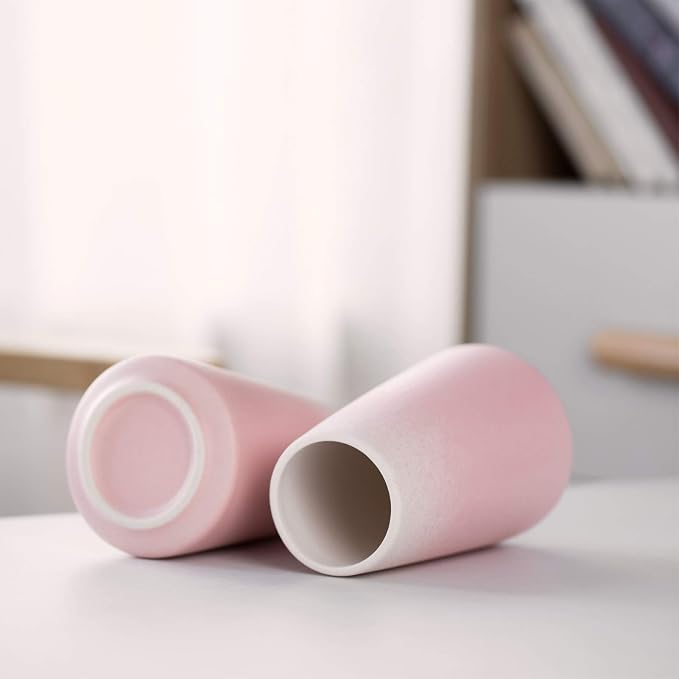 Simple Boho Ceramic Flower Vase for Home Decor (Gradient Pink,Small) | 6'' Modern Cute Vase for Flower Plant Pampas Grass, Fit for Table Shelf Centerpieces, Living Room Bedroom Wedding Gift