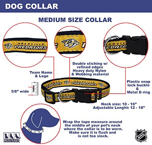 Pets First NHL Nashville Predators Collar for Dogs & Cats, Medium. - Adjustable, Cute & Stylish! The Ultimate Hockey Fan Collar! (Pack of 2)