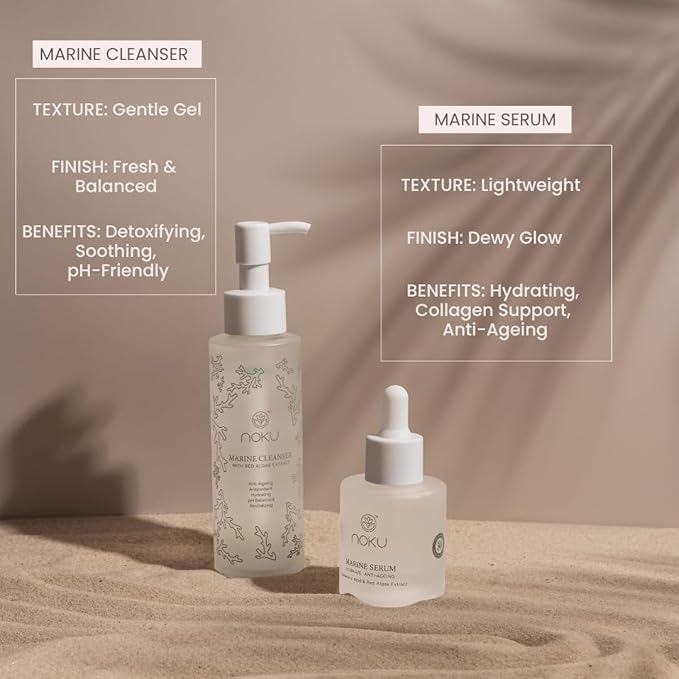 Noku Marine Cleanser | Blue Beauty | Vegan & Cruelty-Free with Red Algae Extract, For Hydration and Calms Redness, Bioactive Molecules, Marine Peptides