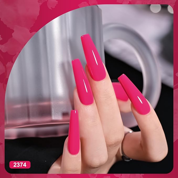 GAOY Red Hot Pink Gel Nail Polish Set, 6 Colors Neon Soak Off UV Light Cure Gel Polish Kit for Salon and Nail Art DIY at Home