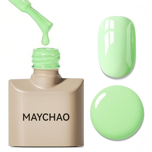 MAYCHAO 15ML Light Milky Green Gel Nail Polish 1Pc Pastel Green Gel Polish Soak Off UV LED Nail Polish Nail Art Starter Manicure Salon DIY at Home, 0.5 OZ