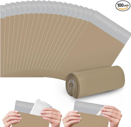 Sanitary Napkin Disposal Bags FARVIGOR, 100Pcs Women Feminine Hygiene Disposal Bags for Tampons and Pads, Personal Disposal Bag Self-Sealing, Privacy Protection, 9.8x5.9"(Khaki)