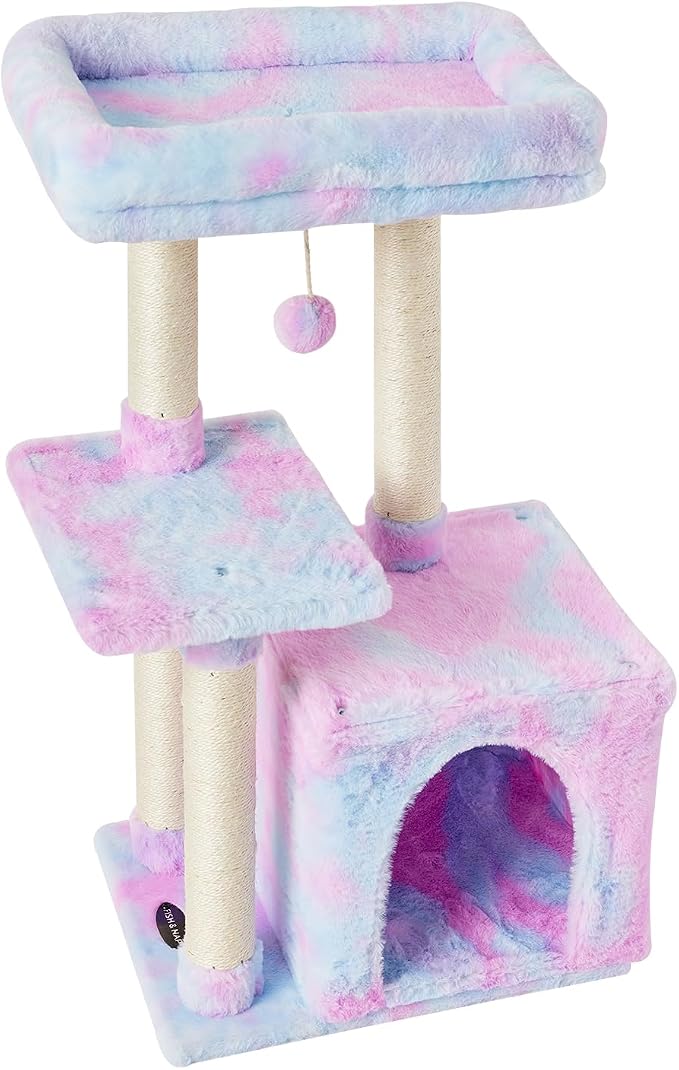 Cute Cat Tree Kitten Cat Tower Condo Cat Furniture Sisal Scratching Posts R | FISH&NAP For Indoor Jump Platform Activity Center Play House Rainbow