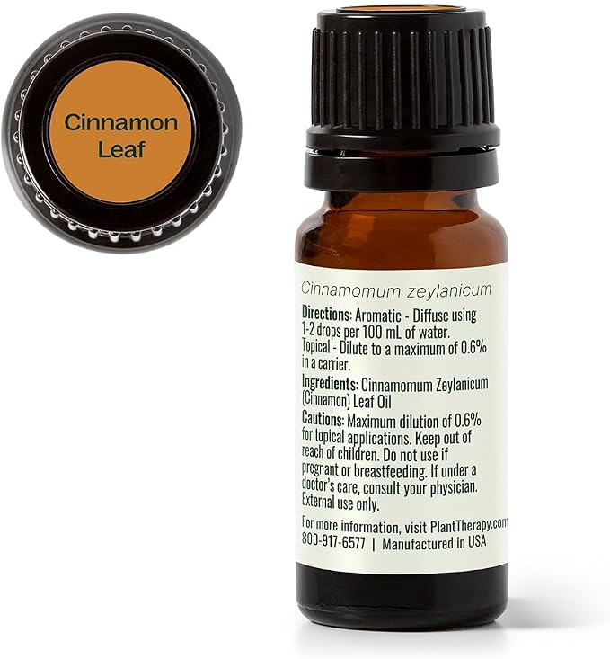 Plant Therapy Cinnamon Leaf Essential Oil 10 mL (1/3 oz) 100% Pure, Undiluted, Aromatherapy, Cozy Scent, Sore Muscle Relief