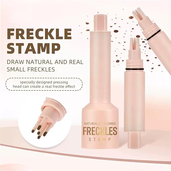 Freckle Stamp with 5 Point Precision Stamp Head, Natural Looking Faux Freckle Stamp Waterproof Fake Freckle Stamp Pen, High Pigment Long-Lasting Lifelike Sunkissed Pencil Tool Makeup (01# Light)