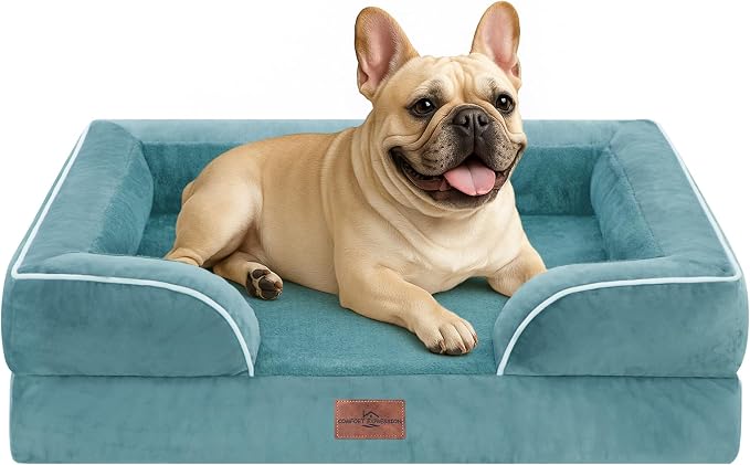 Comfort Expression Waterproof Orthopedic Dog Bed for Medium Size Dog | Supportive Egg Crate Foam Medium Pet Bed with Removable Bolsters, Dog Couch with Washable Cover & Non-Slip Bottom, 30x20 Inch