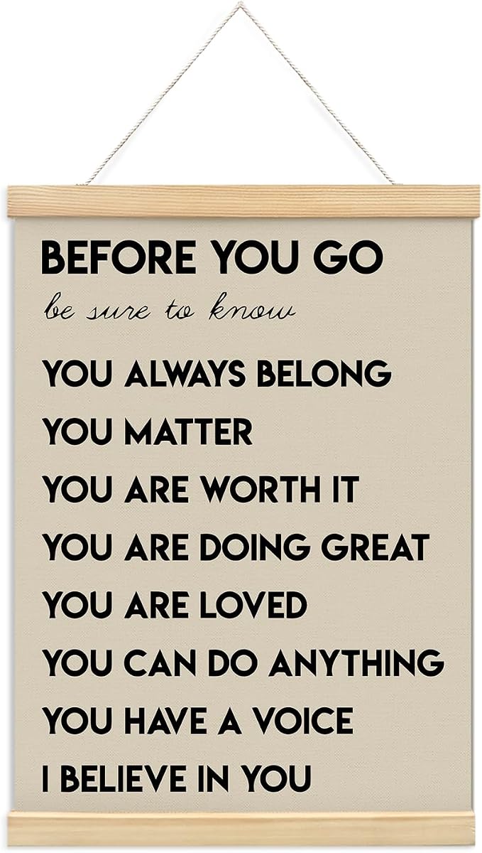 Positive Affirmations Inspirational Classroom Nursery Wall Art Decor, 12x16 | Mental Health Therapist Calming Teacher Nurse Wall Art for Office,Door Decor for Office Classroom Kids Teen Room,Wood Posters