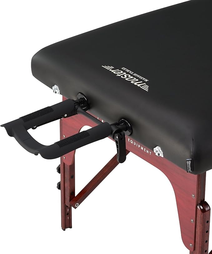 31" Montclair ThermaTop™ Master Massage Portable Massage Table with Memory Foam, Reiki Panels, & Shiatsu Cables (Black& Mahogany) Esthetician Bed- Lash Table