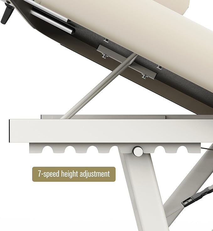 Adjustable Massage Table with Face Pillow & Headrest, Silent and Easy to Adjust for Treatment Table Physical Therapy Table Spa Facial Bed - Adjustable Backrest, Electric Leg Lifting, Beige Gray
