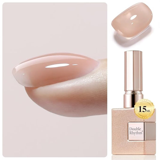 Double Rhythm Clear Gel Nail Polish 15ml Nail Strengthener Builder in a Bottle Nail Extension Hard Gel Soak Off Long Lasting UV Gel (Light Nude 8 in 1-6)