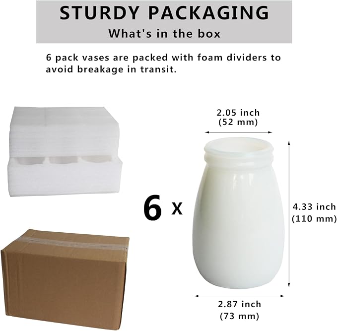 YANLING 6 Pack White Vase for Decor Small Ceramic Vase for Flowers | Bud Vases for Home Decor White Flower Vase, Boho Vases Dried Flowers Vases