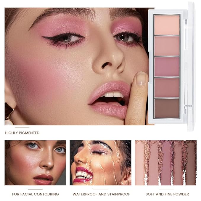 5 Color Eye Shadow Palette Makeup, Nude Coffee Pink Brown Dark Brown, Velvety Matte Finish, Highly Pigmented Make up Eyeshadow Palette, Long Lasting Waterproof, Neutral Daily Eye Makeup 04#