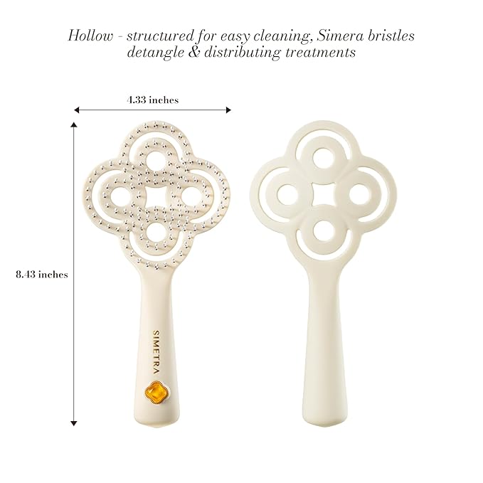 Simetra Detangler Hair Brush for Women and Men, Original Detangling Brush for Curly Hair/Fine &Thick/Wet & Dry Hair, Holiday Present Hairbrush - Natural Crystal Inlay & 14K Gold Plating