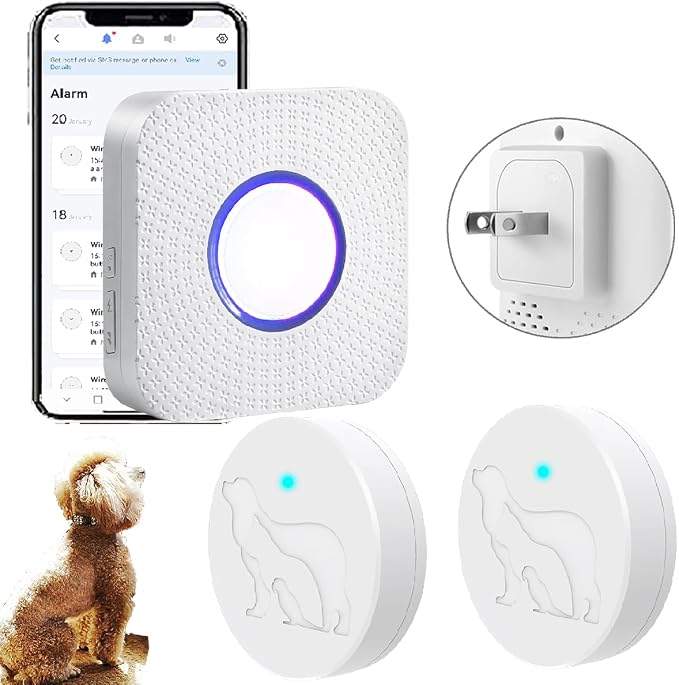 Dog Door Bell for Potty Training, WiFi Doggie Door Bell,Smart Wireless Doggy Doorbell with Phone App,Waterproof Touch Button with Large Activate Range (1 WiFi Receiver 2button)