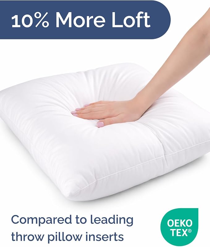 12x20 Pillow Inserts, Throw Pillows for Bed, Sofa & Couch - Set of 2, White | Decorative Bed Throw Pillows, Soft, Supportive & Fluffy Cushion Inserts, Sham Stuffer, Down Alternative, Machine Washable