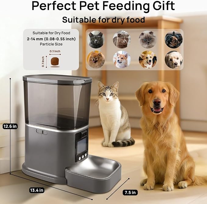 Automatic Cat Feeder with Camera Two-Way Video/Autio 5G WiFi, 5L | 3MP HD, Custom Voice, APP Control Automatic Dog Feeder with Night Vision, Cat Food Dispenser, Automatic Feeder Cat Dry Food
