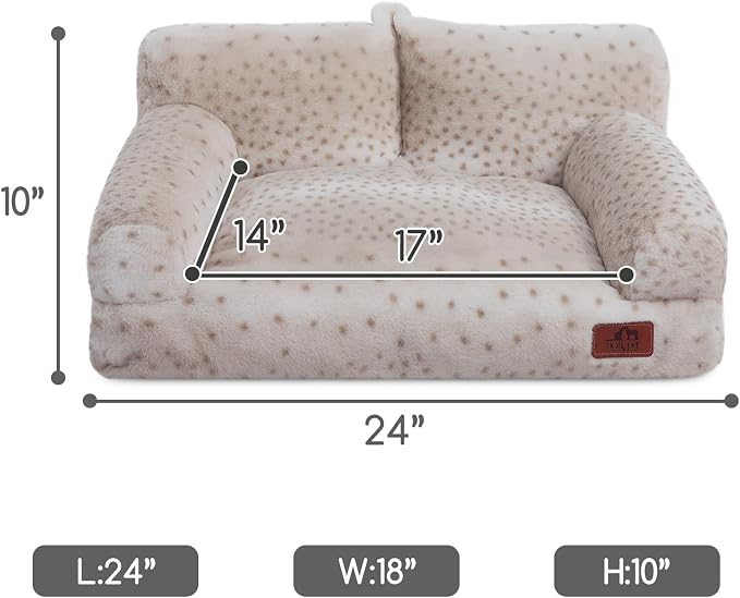Hollypet Small Dog Large Cat Bed Puppy Couch Beds for Pets up to 25 lbs | Fluffy Dog Cat Couch Plush Soft Warming Pets Beds with Machine Washable Cover and Non-Slip Bottom