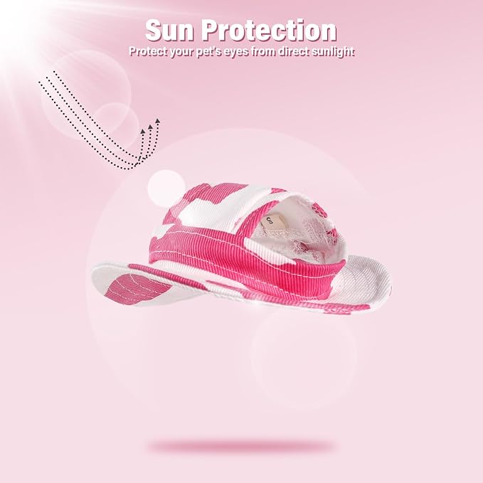 DENTRUN Cat Bucket Hat with Ear Hole, Cotton Birthday Bonnet for Small Pets | Breathable cotton, Adjustable Secures fit, For birthday Party, For small cats, daily cute photos
