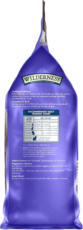 Blue Buffalo Wilderness High Protein, Natural Kitten Dry Cat Food, Chicken 2-lb (Pack of 2)