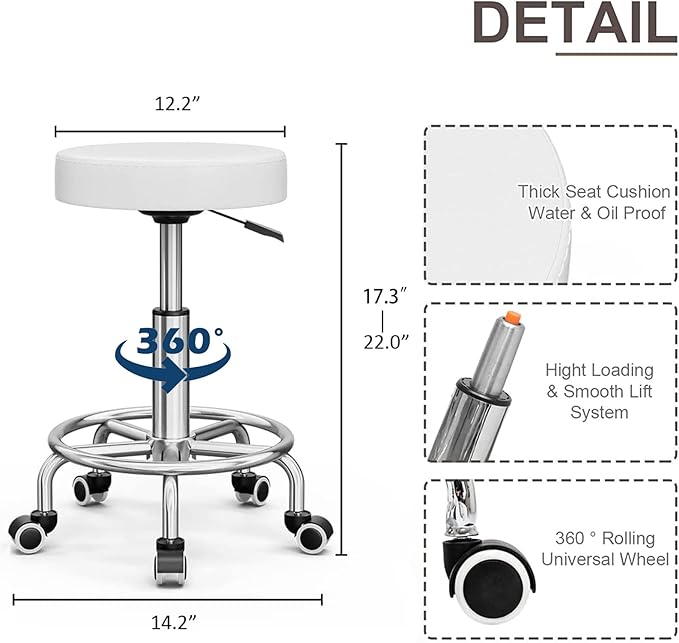 Icoget Electric Lift Massage Table Bed and Stool, Spa Facial Treatment Table w/Face Hole, Adjustable Backrest Medical Table Beauty Beds for Esthetician, Wax, Lash Extension,White