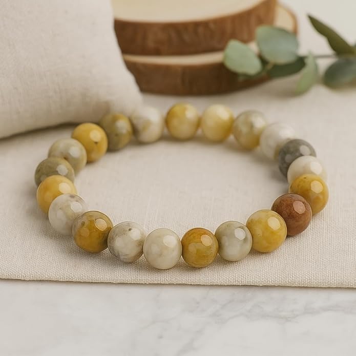 8mm Natural Gemstone Beaded Bracelet for Women, Dainty Round Crystal Stretch Bracelets, Spiritual Healing & Calming Stone Jewelry Gift