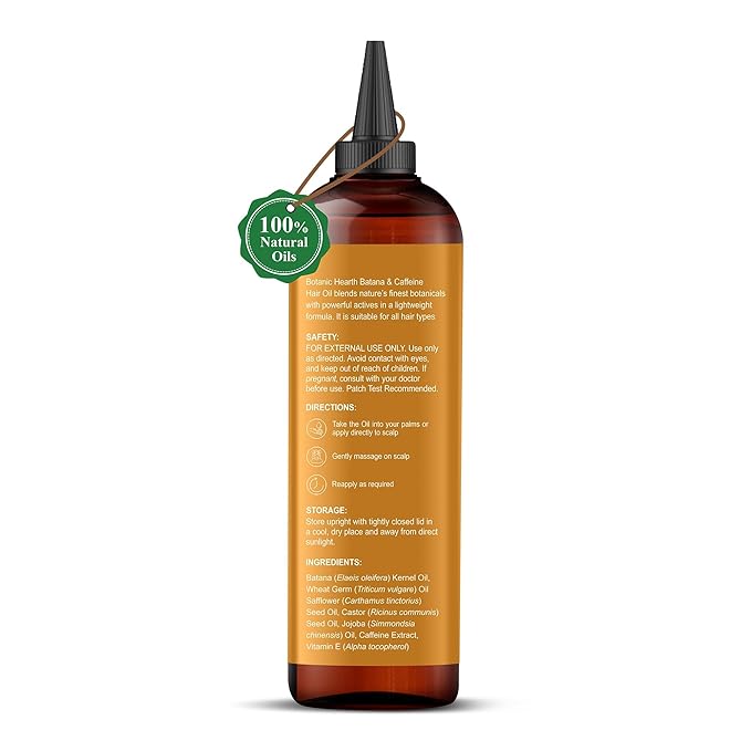 Botanic Hearth Hair Oil for Hair Growth & Hair Treatment Oils | Strengthening Dry, Frizzy, Damaged Hair & Scalp Treatment | Batana & Caffeine Hair Oil – 6.7 Fl Oz
