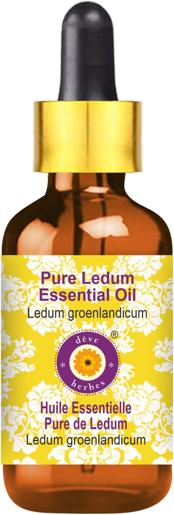 Deve Herbes Pure Ledum Essential Oil (Ledum groenlandicum) Steam Distilled with Glass Dropper 2ml (0.06 oz)