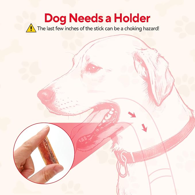 LIFLIX 2 in 1 Interactive Treat Dispensing Dog Toys, Bully Stick Holder, Adjustable Dog Treat Holder for Medium & Large Dogs, Safety Device to Prevent Choking, Red