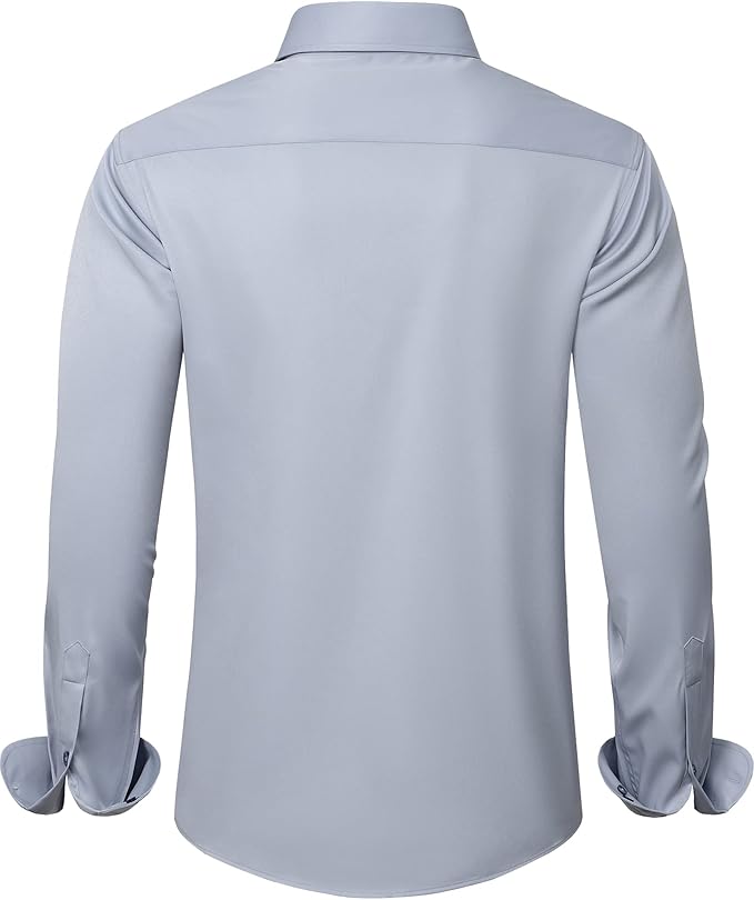 J.VER Men's Dress Shirts Solid Long Sleeve Stretch Wrinkle-Free Formal Shirt Business Casual Button Down Shirts