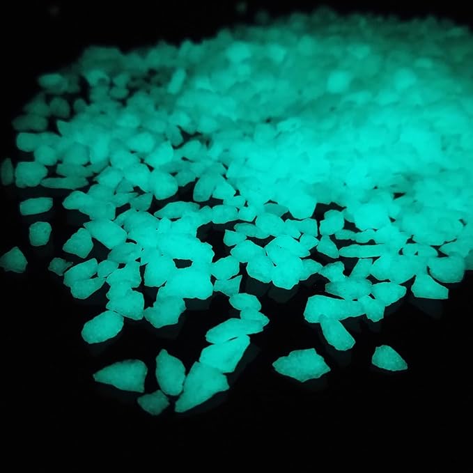 TWINKLING Glow in The Dark Crushed Glass, Broken Glass Glitter, Glow in The Dark Stones Gems Chips for DIY Resin Art Epoxy Crafts, Nail Art, Jewelry Making, Geode Painting, 3-5mm(200g) (Blue Green)