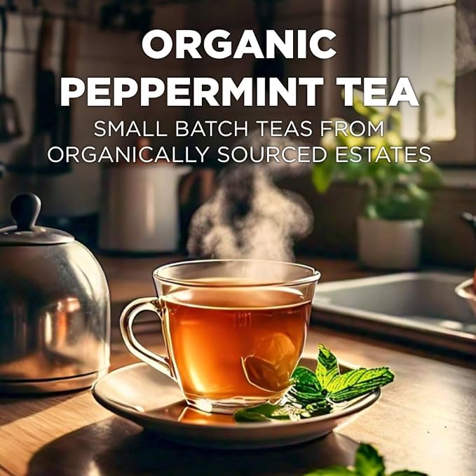 Maud's Organic Peppermint Tea Pods, 24 ct, Single Serve Pods – 100% Gourmet Blended Tea Leaves, Compatible with Keurig K Cups Maker
