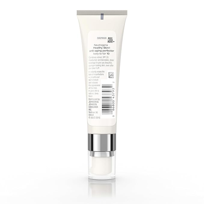 Neutrogena Healthy Skin Anti-Aging Perfector Tinted Facial Moisturizer and Retinol Treatment with Broad Spectrum SPF 20 Sunscreen with Titanium Dioxide, 10 Ivory to Fair, 1 fl. oz
