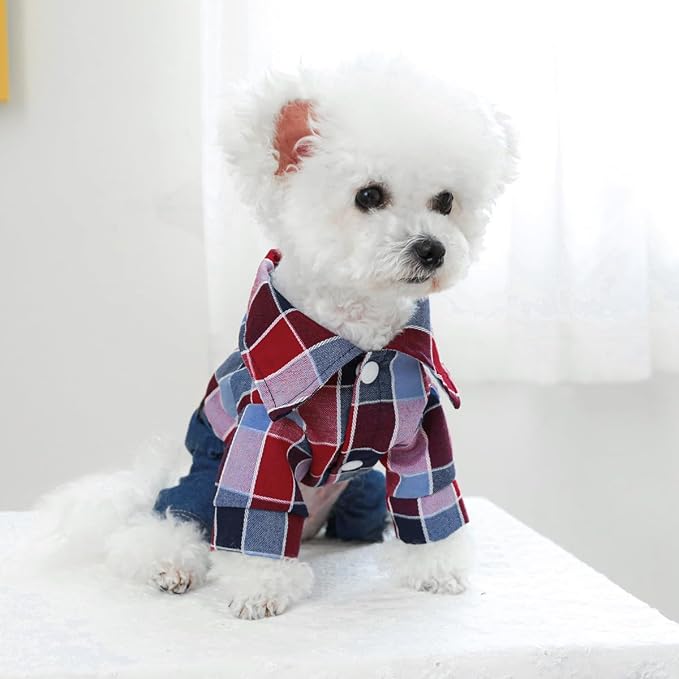 Dog Stylish Overalls Comfortable Puppy One Piece Outfits Summer Bib Overalls for Small Dogs Cute Pet Jumpsuit Onesie Chihuahua Yorkies Birthday Holiday Clothes Costume