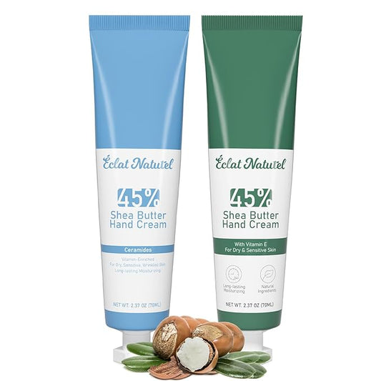 Shea Butter Hand Cream, Hand Moisturizer with 45% Shea Butter, Ceramides and Vitamin E, Hydrating Deep Moisturizing Cream, Hand Lotion for Dry Hands (Pack of 2)