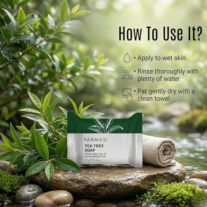 FARMASi Tea Tree Soap, Blemish Prone and Oily Skin Cleansing Bar for Face and Body, Clarifying Daily Cleanse, 4.41 oz