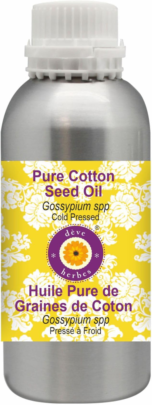 Deve Herbes Pure Cotton Seed Oil (Gossypium spp) Cold Pressed 300ml (10 oz)