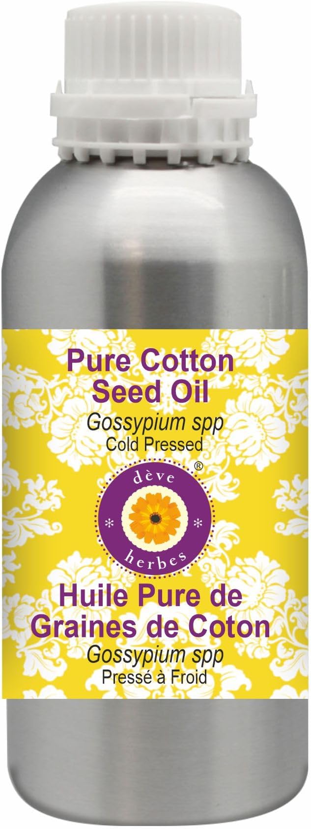 Deve Herbes Pure Cotton Seed Oil (Gossypium spp) Cold Pressed 1250ml (42 oz)