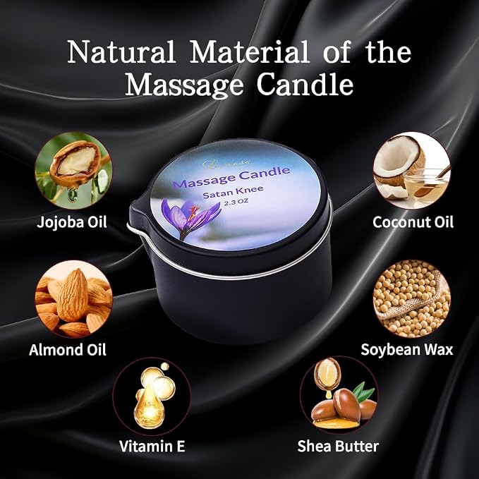 Massage Oil Candle 3 Pack, Warming Skin Moisturizing Body Lotion Oil for Skin Care, Soy Wax Low Temp Candle for Home SPA, Amazing Gift Set,6.9 OZ (Lavender,Little Black Dress,Satan Knee)