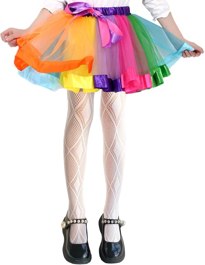 Girls Fishnet Stockings for Princess Dress High Waist Mesh Tights Cute Pattern Knit Socks